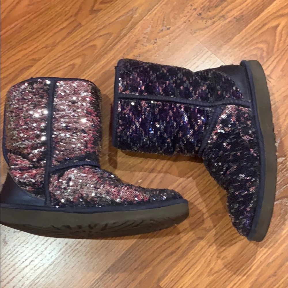 UGG Blue Sequin Classic Short Boots